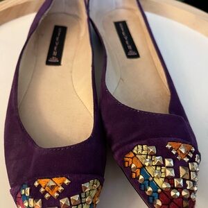 Steven By Steve Madden Purple Flats with Jeweled Embellishments